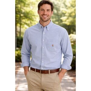 Chaps Ralph Lauren Mens Light Blue Oxford Button‎ Down Shirt 17 34/35 Cotton
